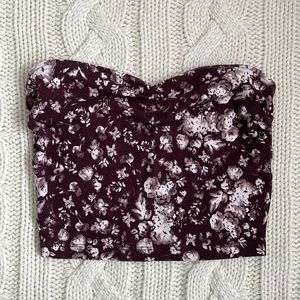 Garage Burgundy Floral Print Bandeau